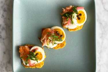 Polenta and salmon breakfast bites