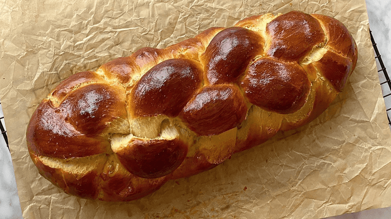 photo of completed recipe: This is a single loaf adaptation of a traditional Jewish Challah which works well for a small household and can be mixed more easily in a stand mixer. You…