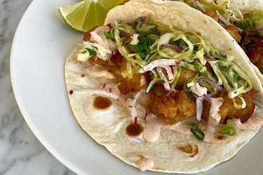 Fried cauliflower tacos