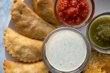 Colombian empanadas with hogao