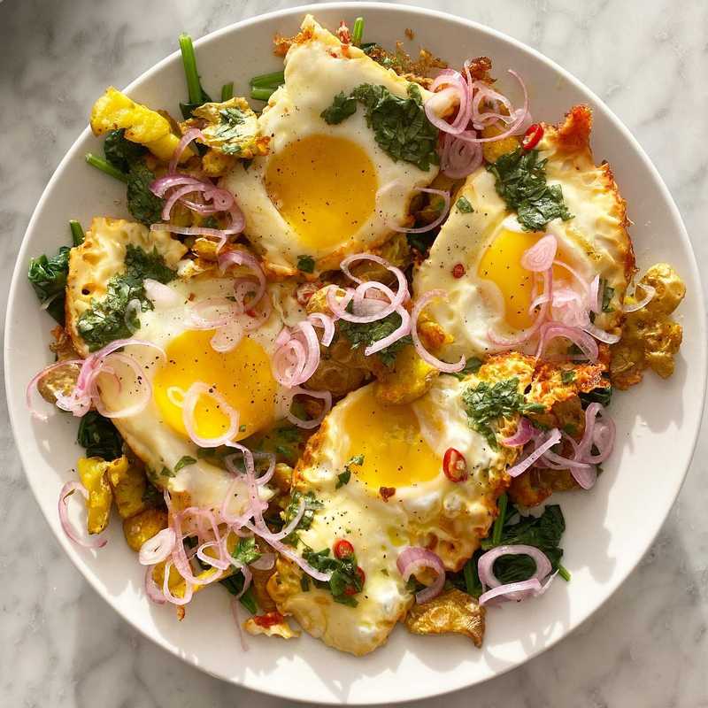 well this was a banger. @ottolenghi’s turmeric fried eggs and tamarind dressing. added some crispy smashed new potatoes to bulk up the meal and also…