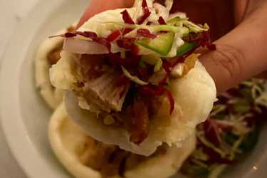 Pork belly bao and radicchio slaw