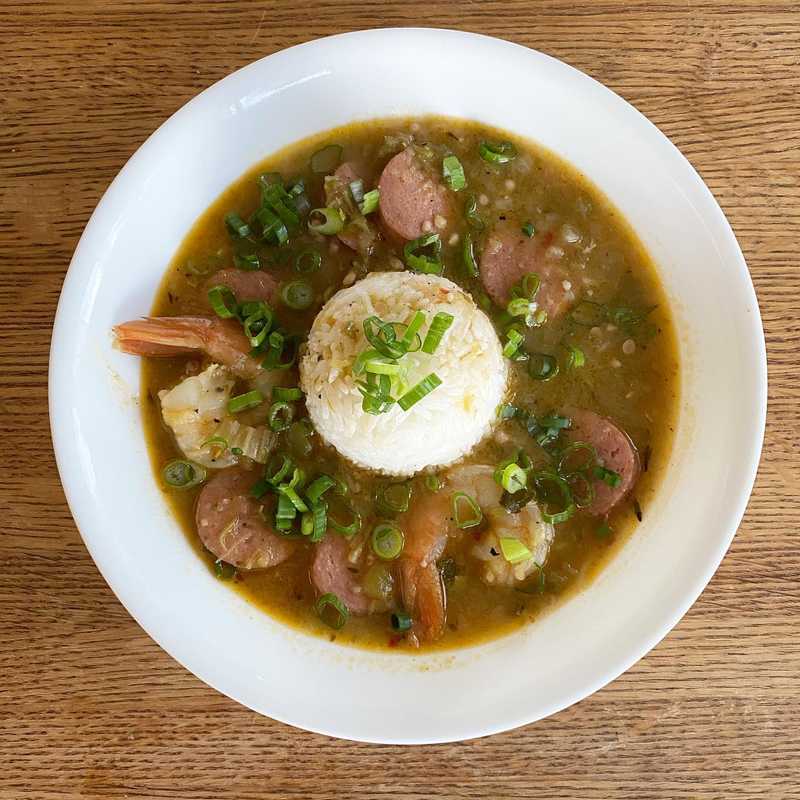 Gumbo time. Trinity, okra, roux, fresh thyme and andouille sausage. Spice blend with plenty of @reluctanttrading black peppercorn, smoked paprika, garlic…