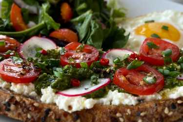 Ricotta and salsa verde toast