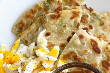 Scallion pancake with boiled egg