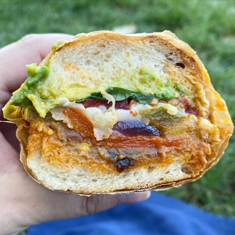 roasted veggie tortas on homemade birote. pretty great picnic lunch.