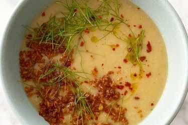 Chickpea, fennel, and leek soup