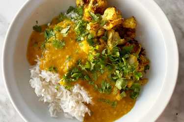 Dal with roasted cauliflower